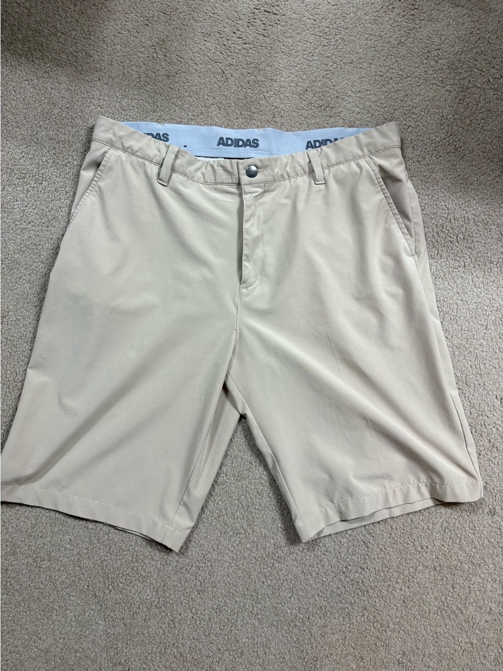 adidas Men's Light Beige Flat Front Golf Shorts